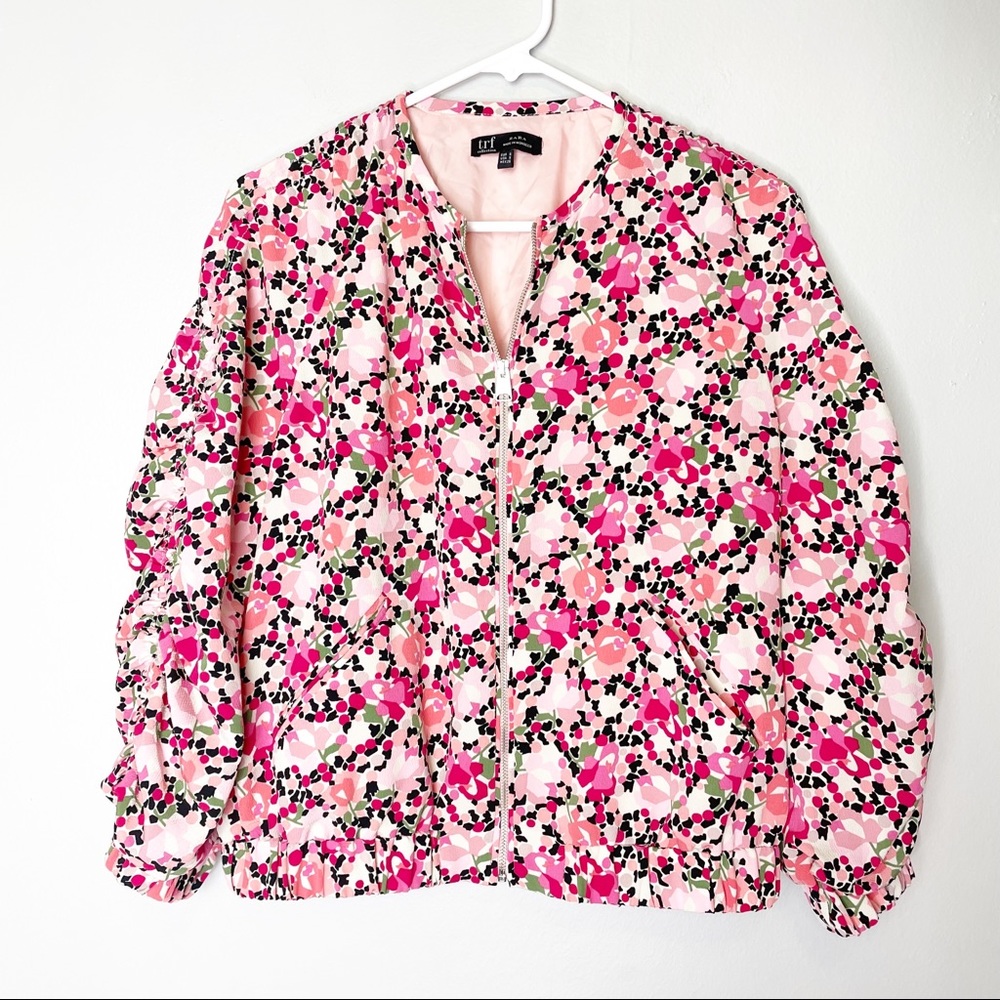 Zara Floral Bomber Jacket Small